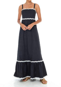 Phie Collective Poplin Stretch Swirl Maxi Dress in black - women's dress