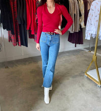heartloom Twyla Top in red - women's long sleeve top - alternate view
