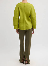 Tibi - Plisse Hinged Long Sleeve Top