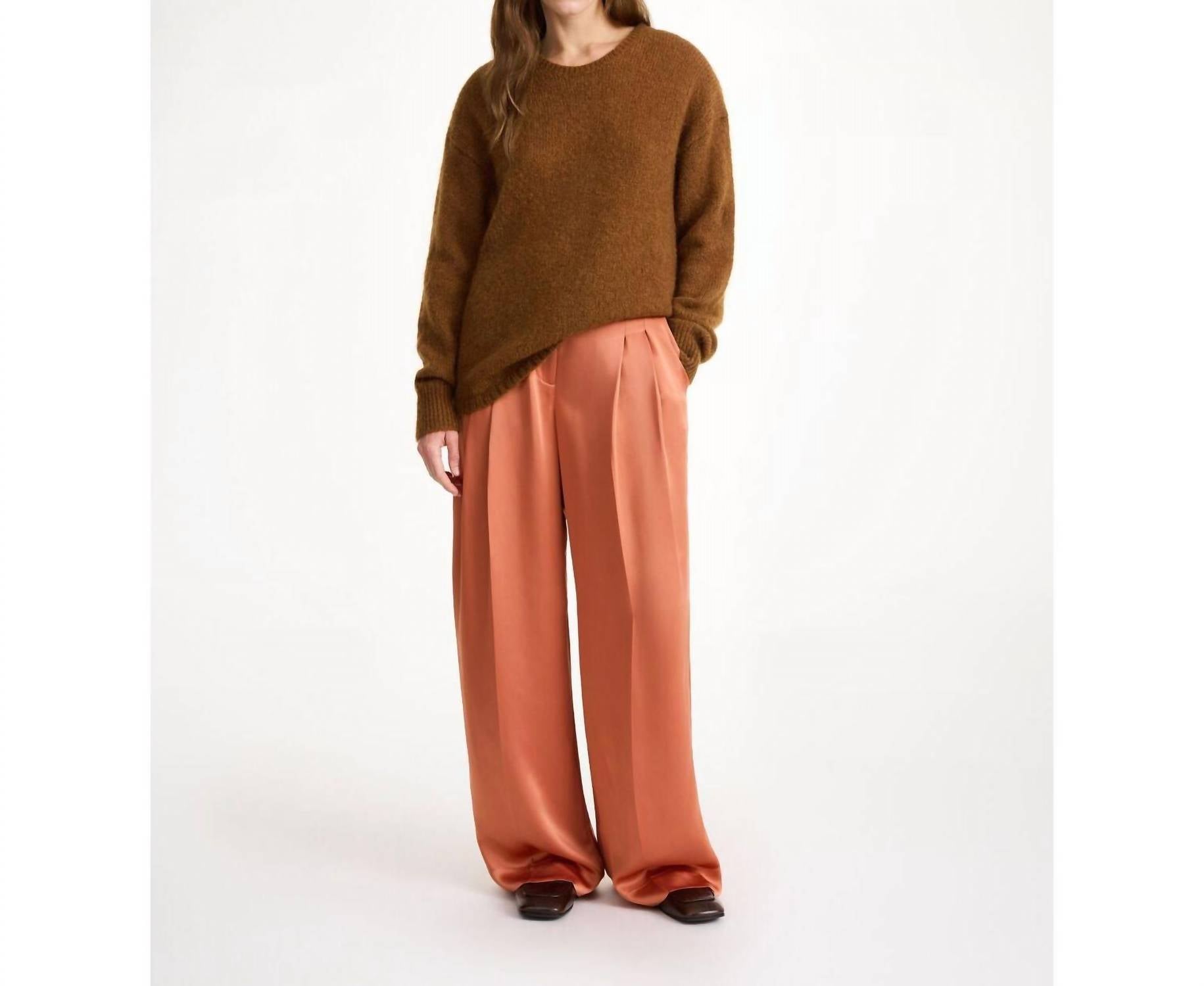 BY MALENE BIRGER Cymbaria High Waist Trousers in dark cherry plum - women's pants