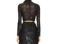 Enza Costa - Sequin Cropped Mockneck Top