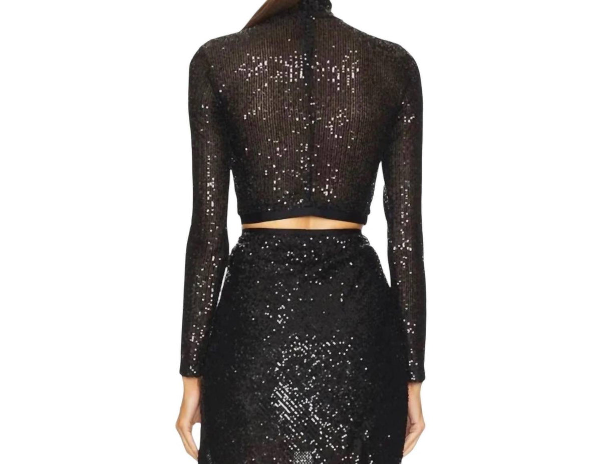 Enza Costa - Sequin Cropped Mockneck Top
