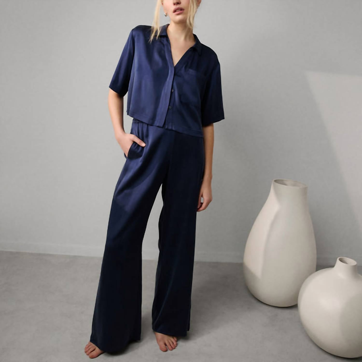 Lunya Women's Cami Pant Set in deep blue - women's pants