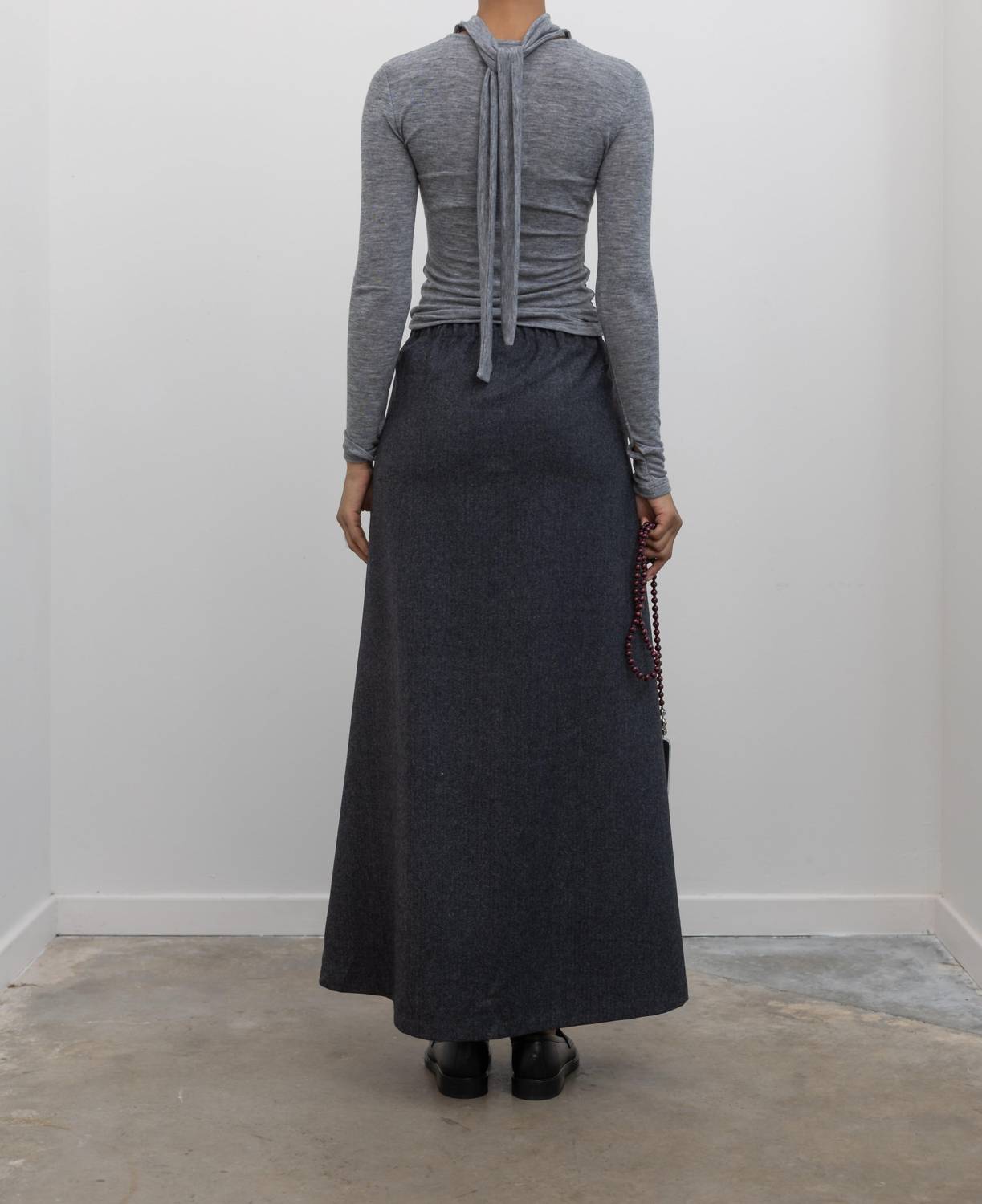 Collective Herringbone Tailored Maxi Skirt in charcoal - women's skirt - view 5