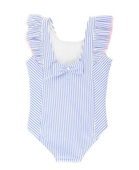 Rufflebutts - Girls' Seersucker Waterfall One Piece Swimsuit