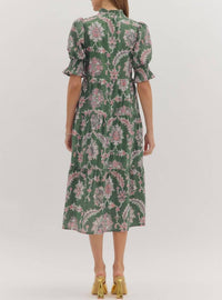 Entro - Floral Puff Sleeve Midi Dress