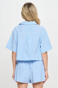 Meet Me In Santorini - Cerulean Stripe Set
