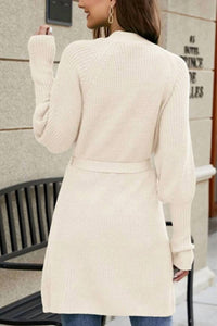 Lily Clothing - Women's Fitted Rib Cuff Open Front Knit Cardigan