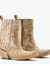 ARIAT Women's Jade Distressed Croc Print Boots in crema - women's shoe - view 7