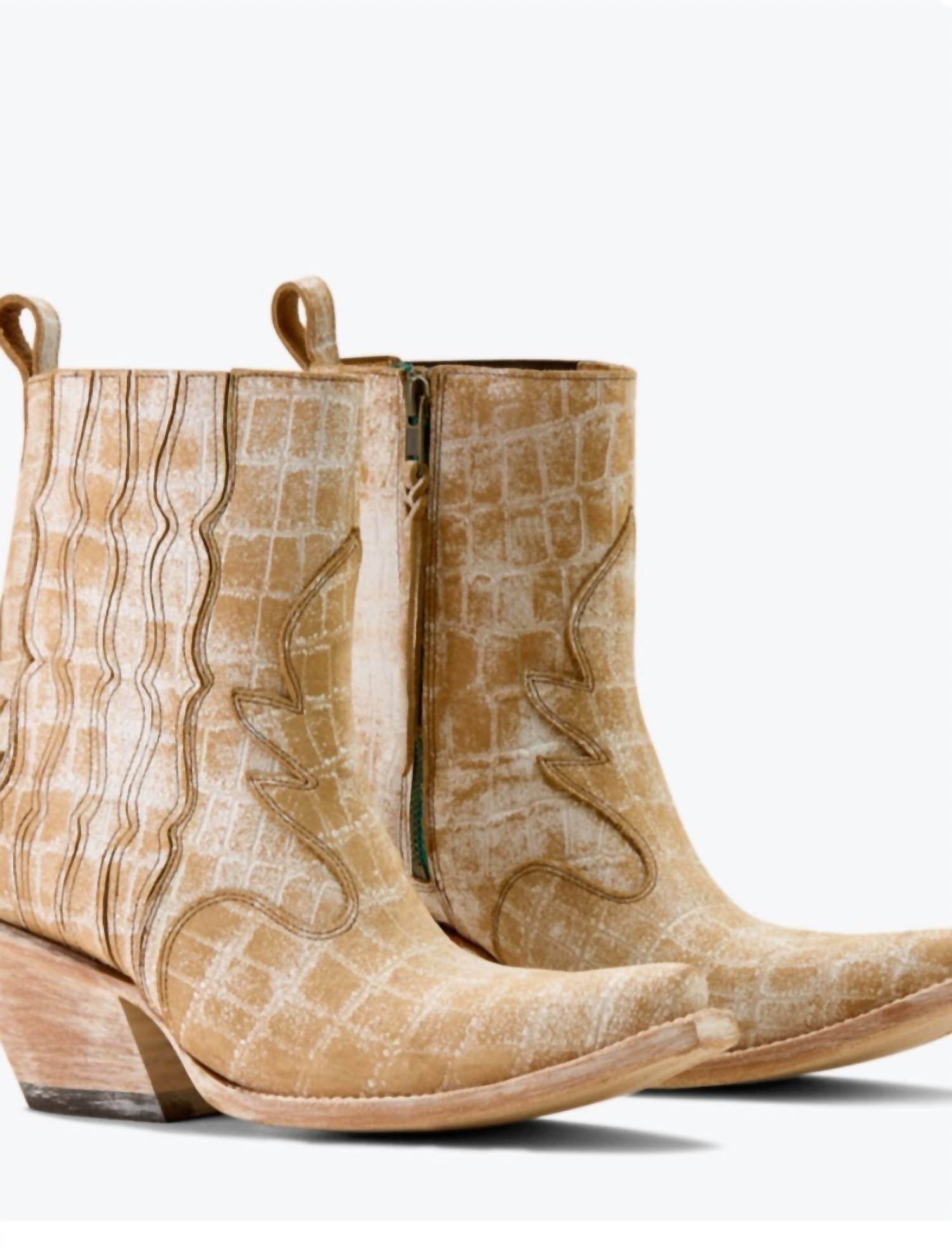ARIAT Women's Jade Distressed Croc Print Boots in crema - women's shoe - view 7