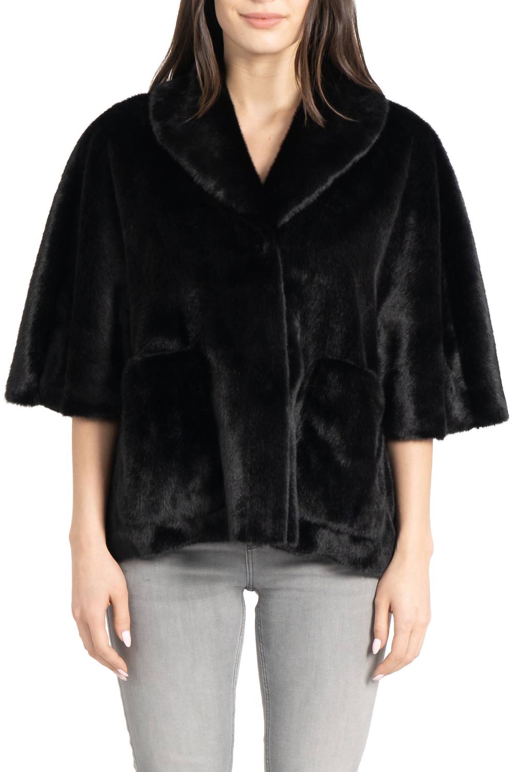 Love Token - Peggy Faux Fur Topper Cape Coat