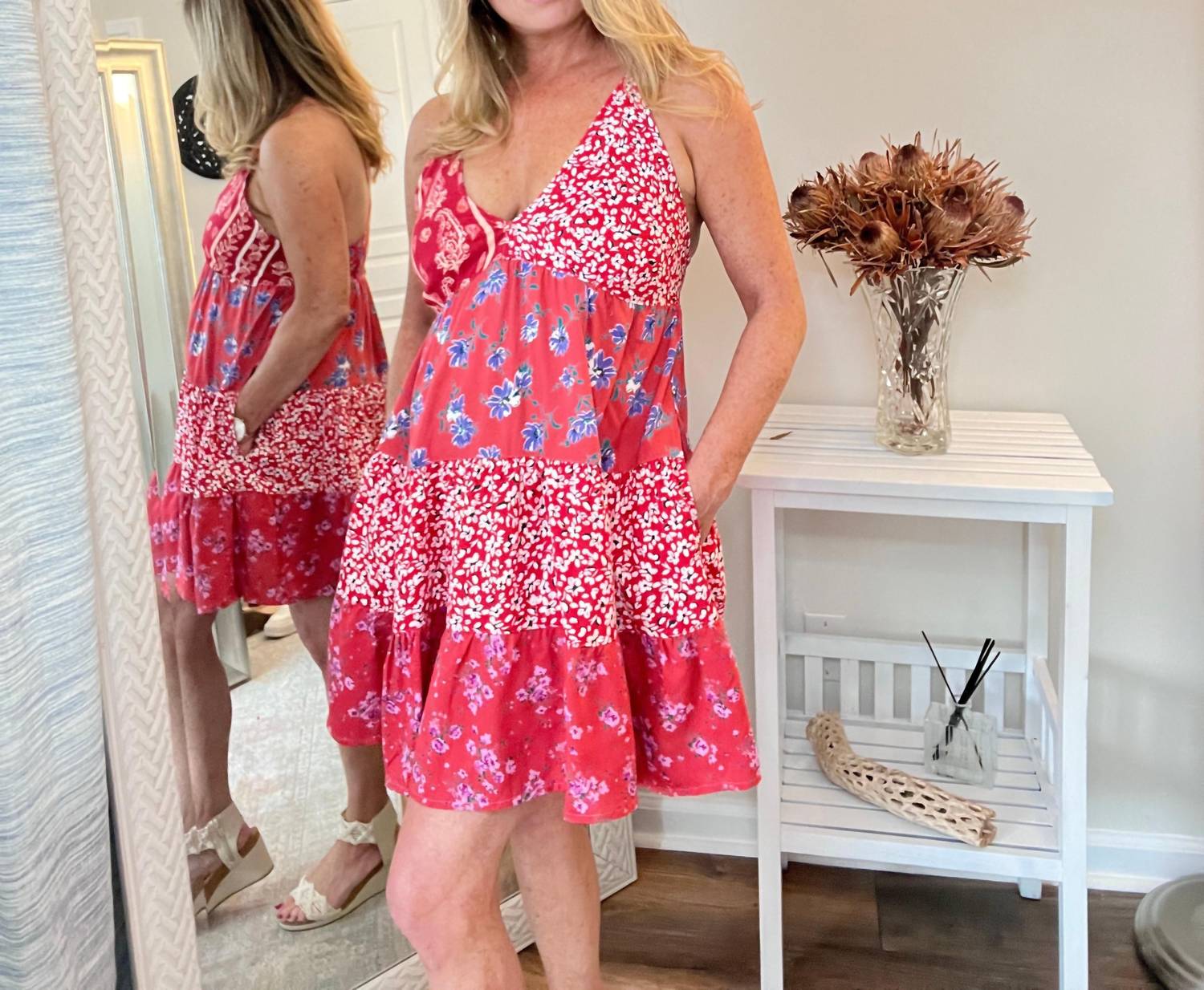 Short Patchwork Print Dress