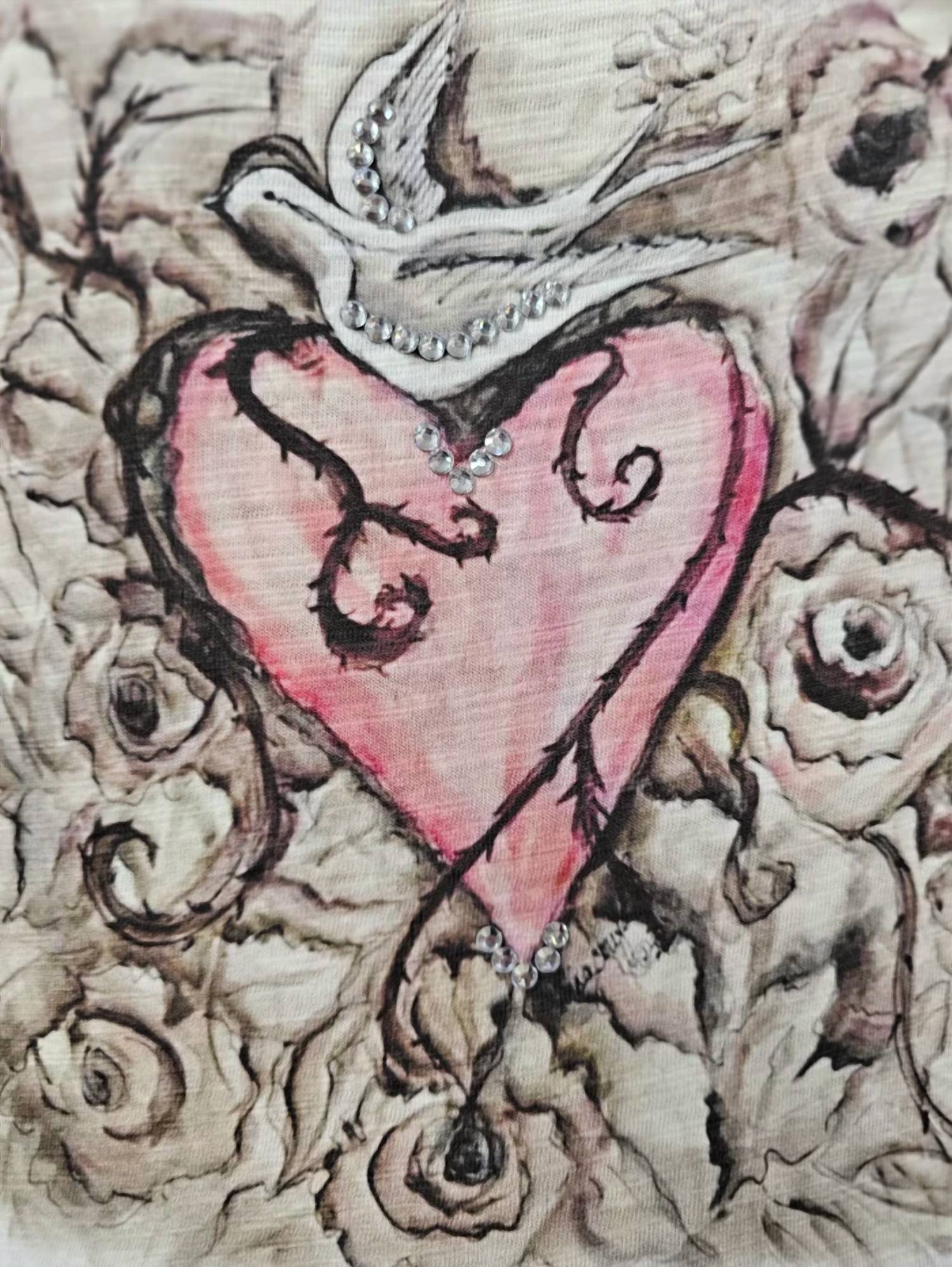 A Rare Bird - Women's Whispering Dove Heart Distressed Shirt