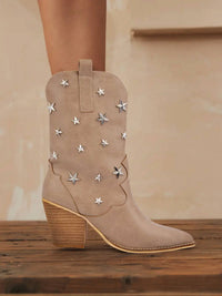 Ccocci - Women's Star Stud Embellished Western Boots