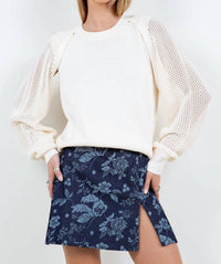 Whiteroom+Cactus - Bolero Eyelet Crewneck Sweater