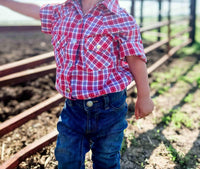 American Farm Company - Boys Youth Plaid Pattern Metal Snap Shirt