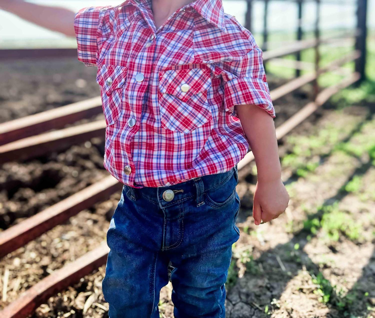 American Farm Company - Boys Youth Plaid Pattern Metal Snap Shirt