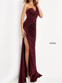 JOVANI Classy Drape Dress in burgundy - women's dress
