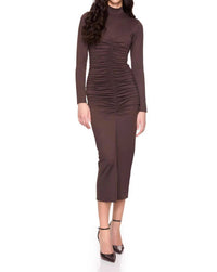 Susana Monaco - Mockneck Gathered Front Long Sleeve Dress