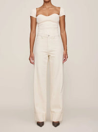 DL1961 - Women's Heart Knit Top in ivory 1 - women's blouse - detail view
