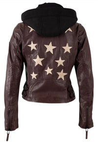 Mauritius - Christyn Regular Fit Star Detail With Hood Leather Jacket