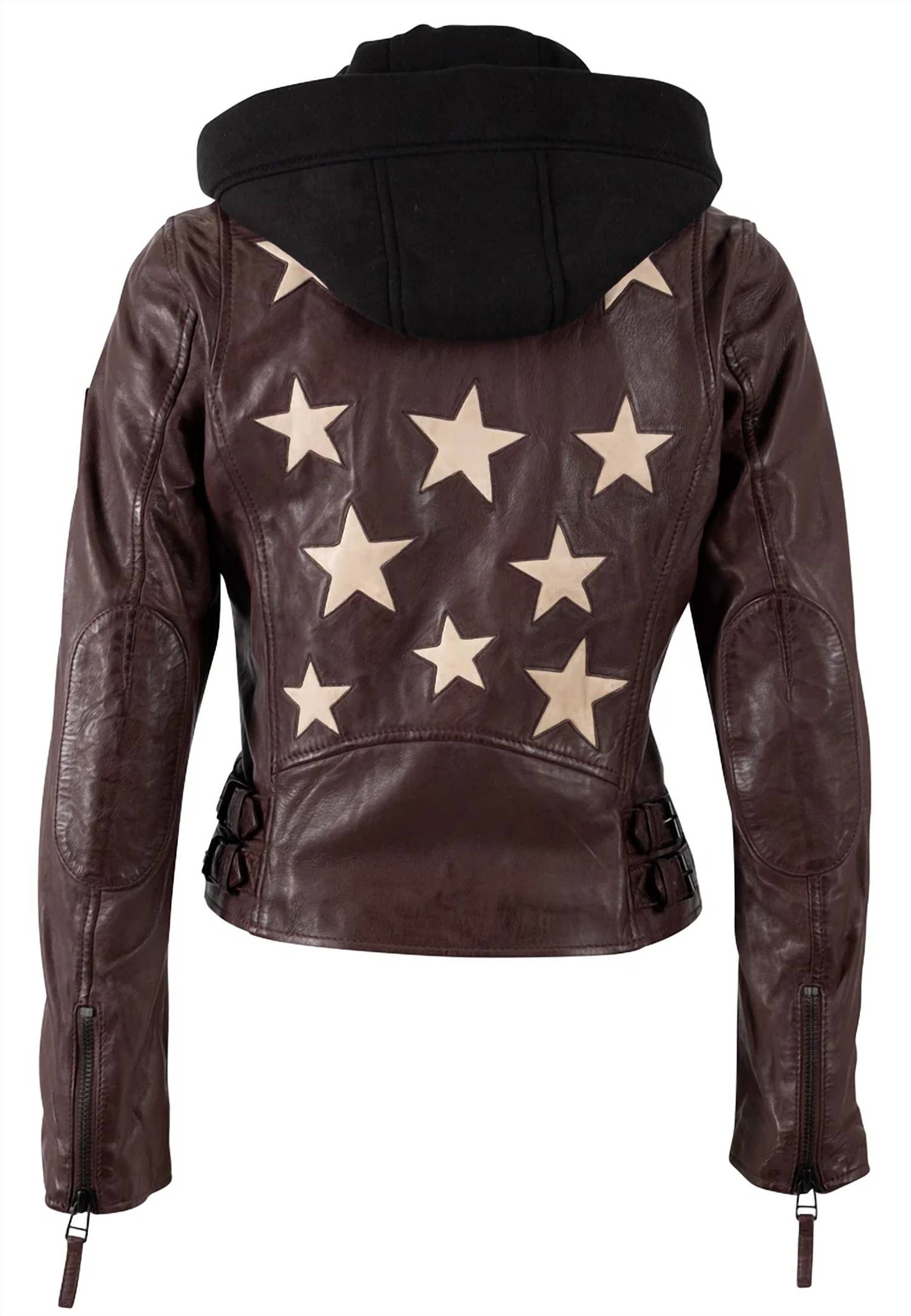 Mauritius - Christyn Regular Fit Star Detail With Hood Leather Jacket