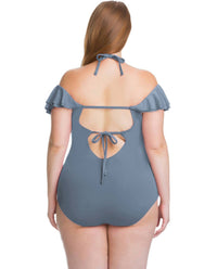 Becca - Flounce Off the Shoulder Ruffle One Piece Swimsuit - Plus