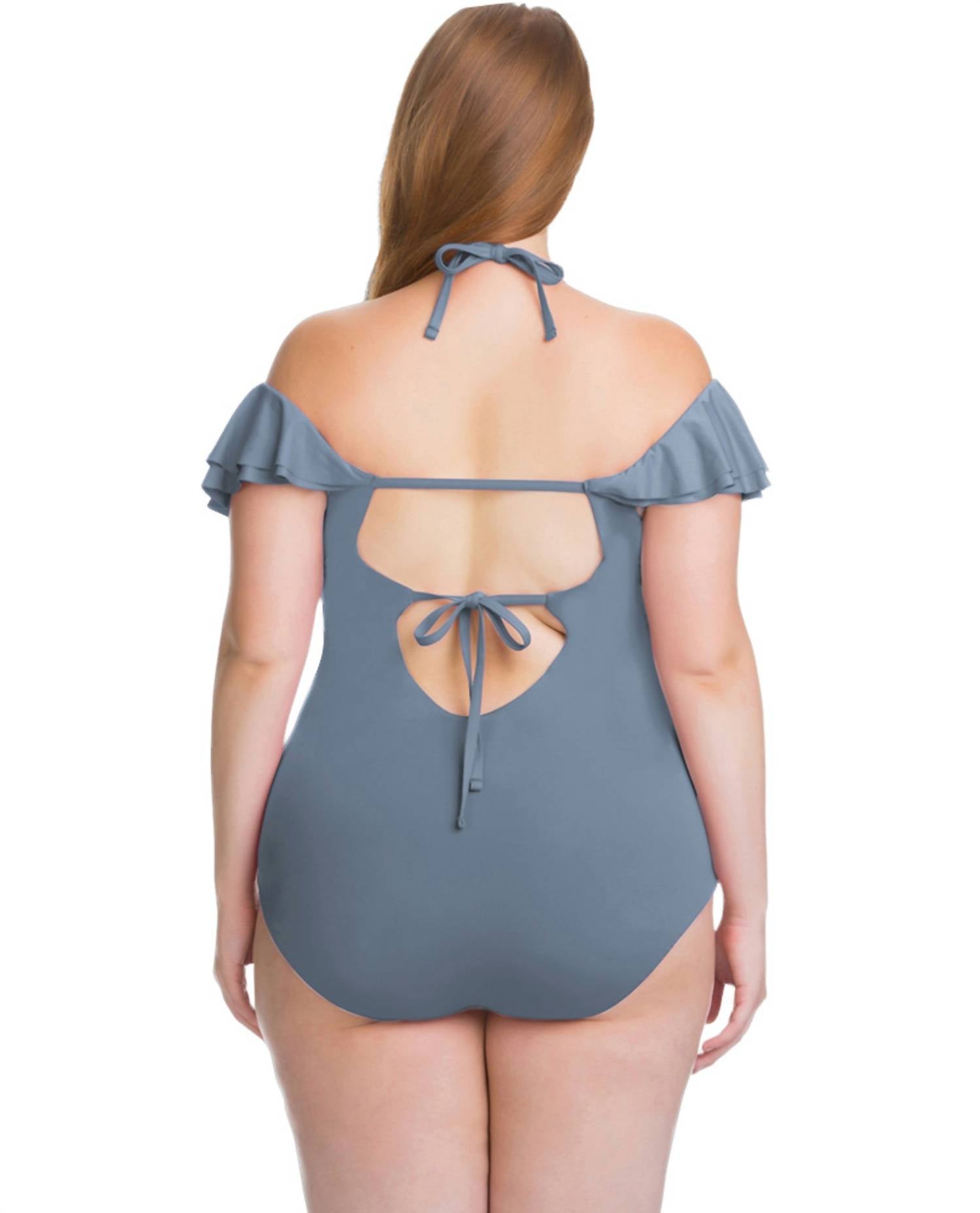 Becca - Flounce Off the Shoulder Ruffle One Piece Swimsuit - Plus