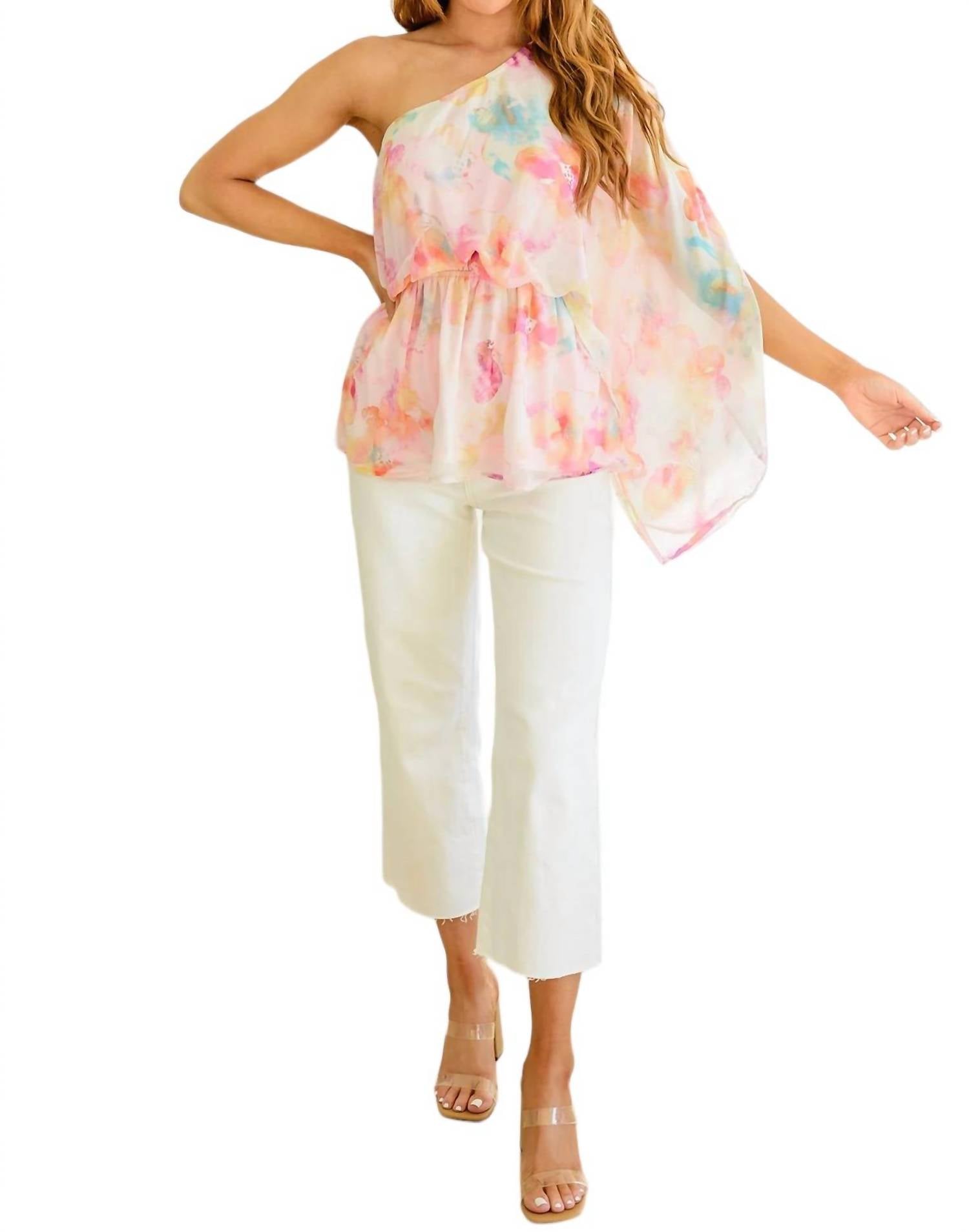 White Birch - Floral Peplum Blouse