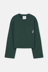 CLOSED Long Sleeve Crewneck Sweatshirt in royal green - women's top - view 4