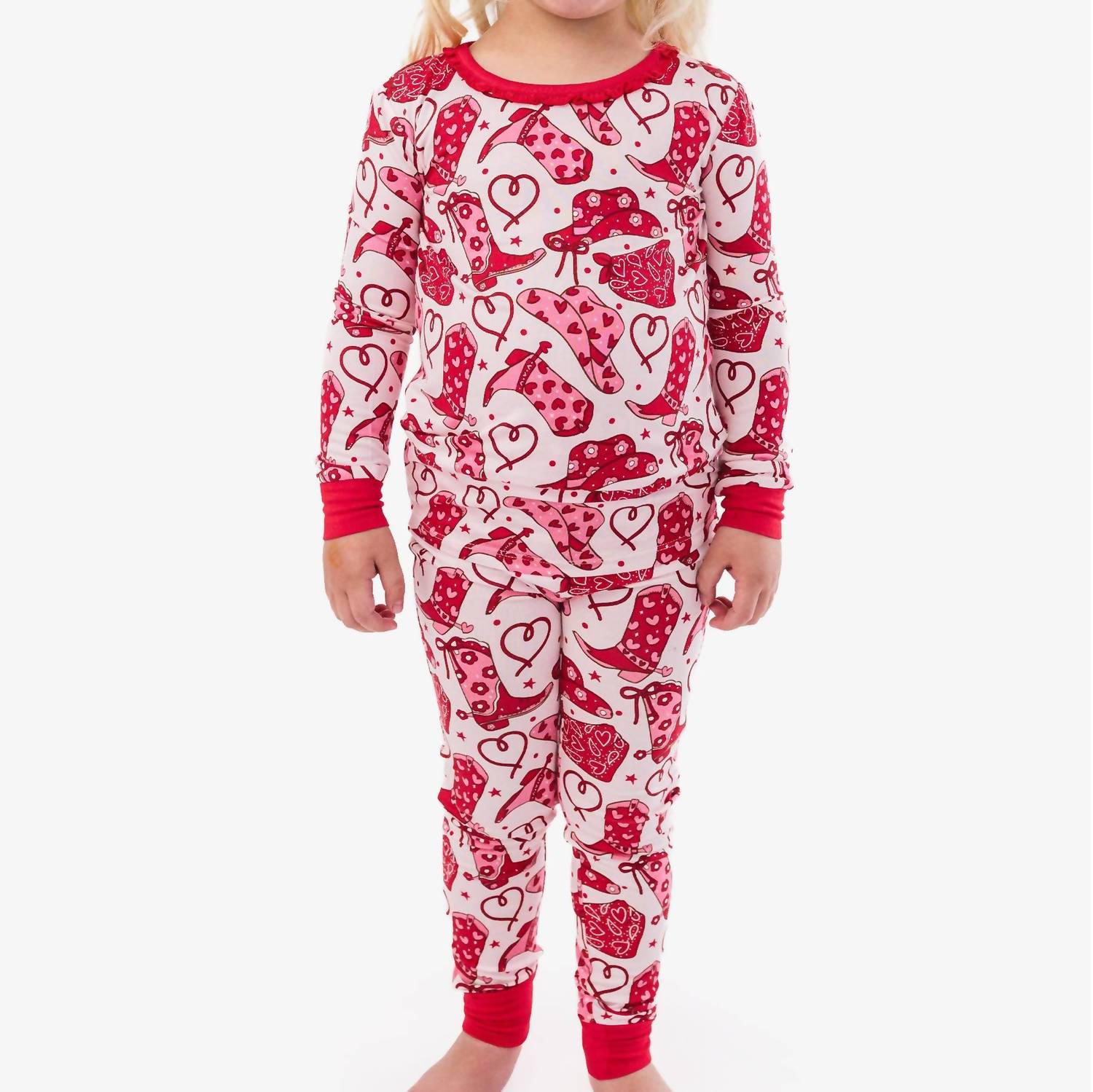 Rufflebutts - Girl's Softsnooze Ruffle Long Sleeve Pajama Set With Signature Rear Ruffles