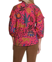 Tru Luxe - Tie Neck Print Top