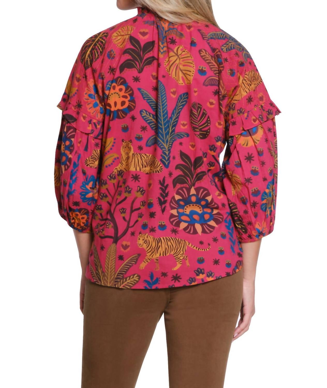 Tru Luxe - Tie Neck Print Top