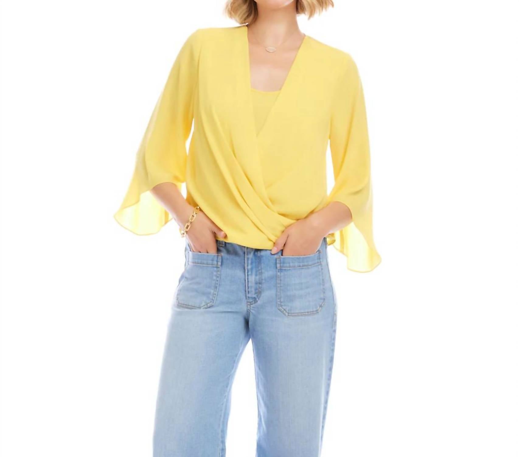 Karen Kane - Bracelet Sleeve Drape Front Crossover Top