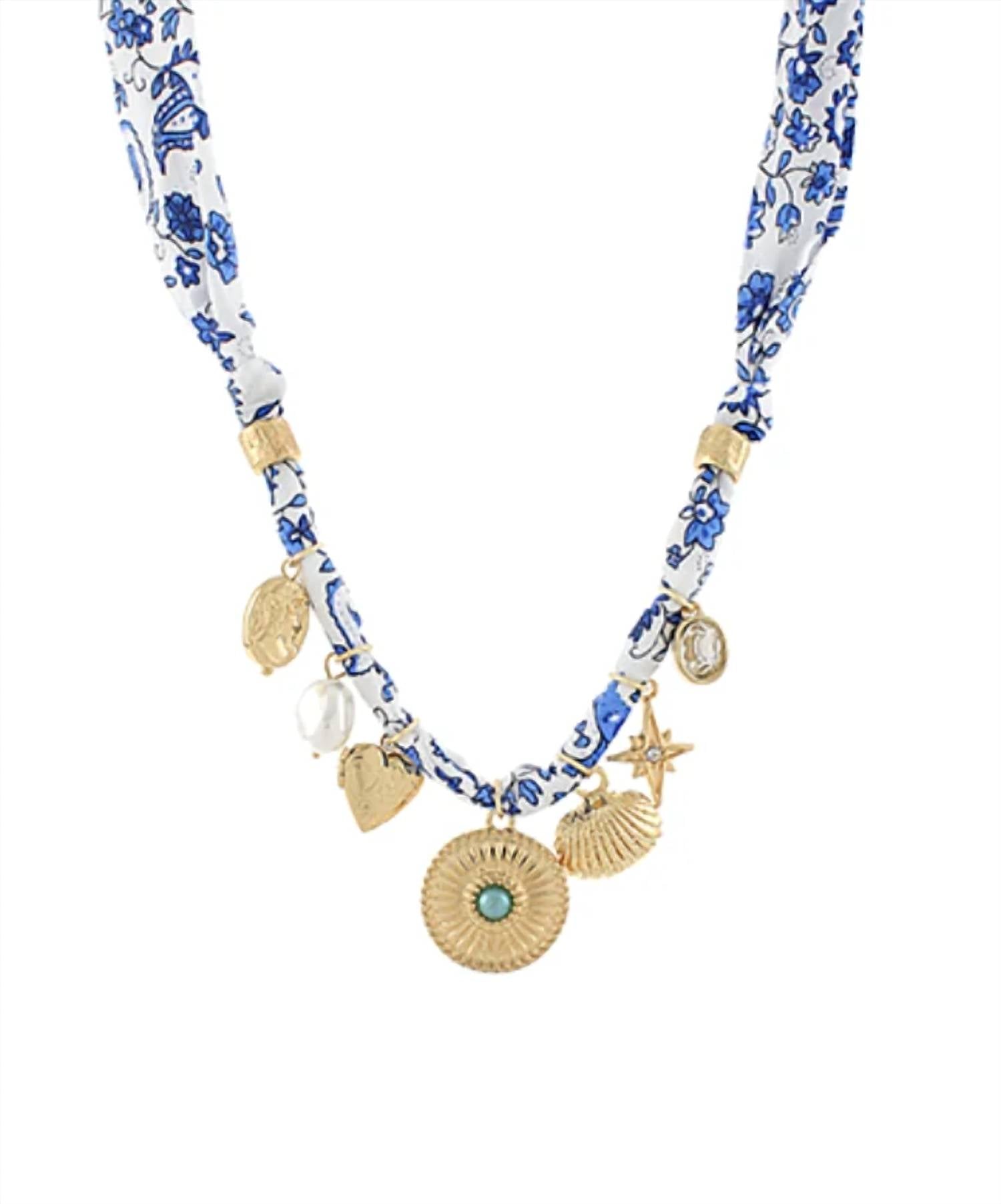 Gsa - Women's Textured Round And Multi Charm Necklace