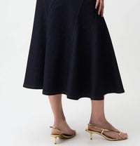 Joseph Ribkoff - Denim Flare Skirt with Exposed Zipper