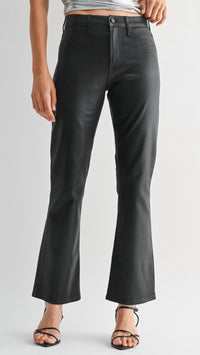 Just Black Denim - Mid Rise Coated Slim Cropped Bootcut Jeans