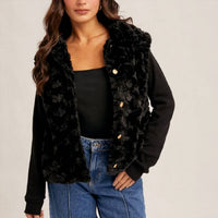 Hem & Thread - Knit Sleeve Fur Jacket