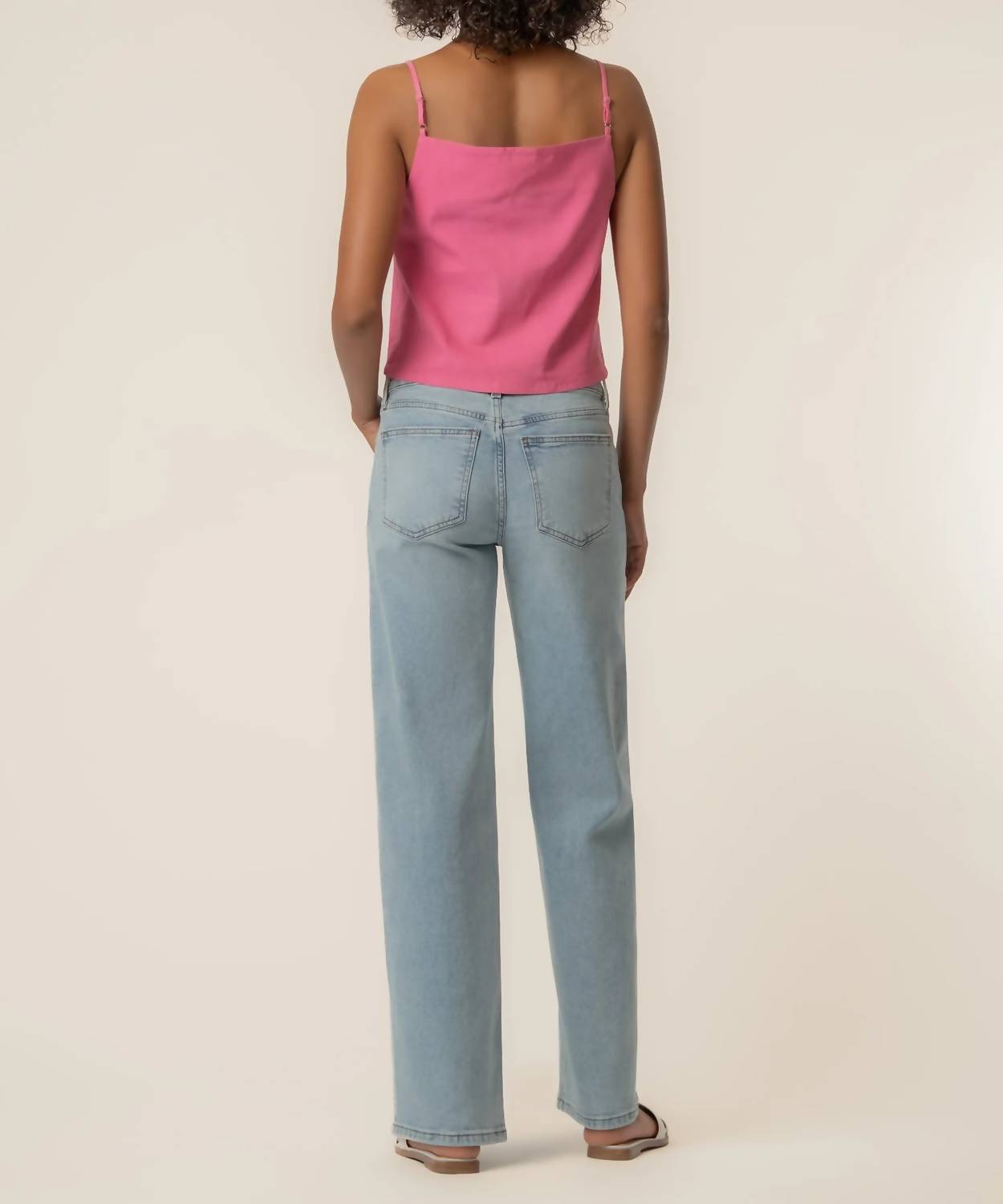 KUT FROM THE KLOTH Kerri Spaghetti Strap Top in lipstick - women's tank top - detail view