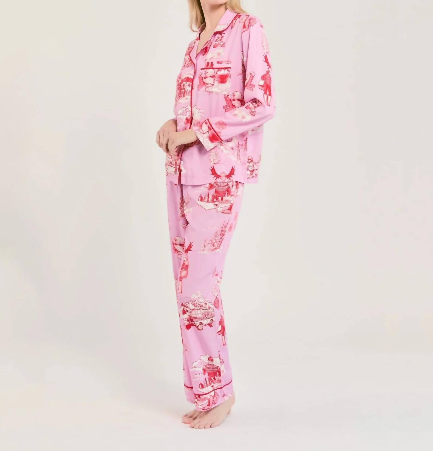 Katie Kime - Women's Apres Ski Toile Long Sleeve Pajama Pants Set