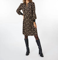 Esqualo - Celina Chain Print Ribbed Sparkle Cuff Dress