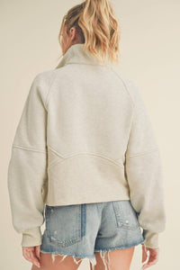 Aemi + Co - Dove Funnel Neck Half Zip Sweatshirt