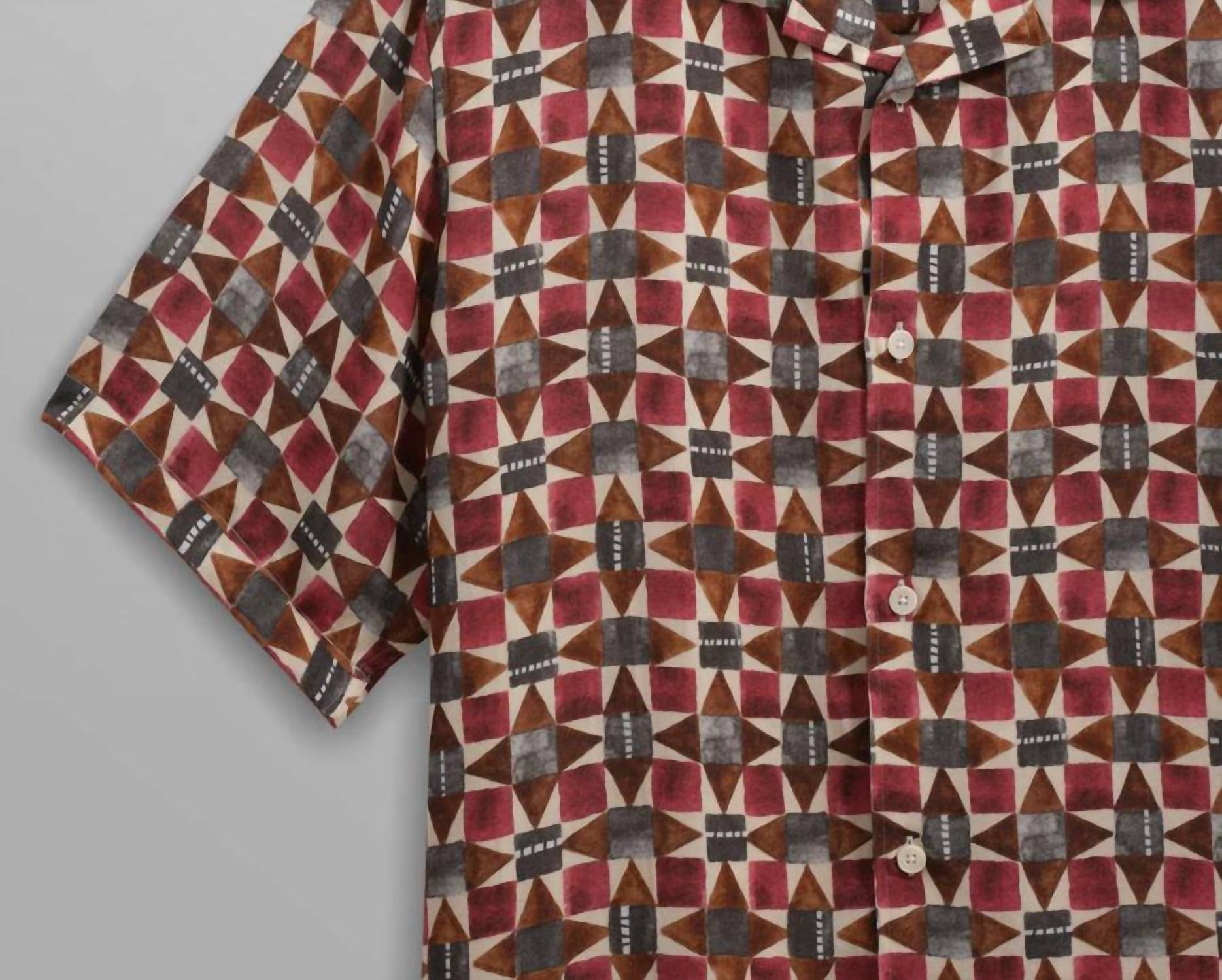 Wax London - Painted Geo Didcot Short Sleeve Shirt