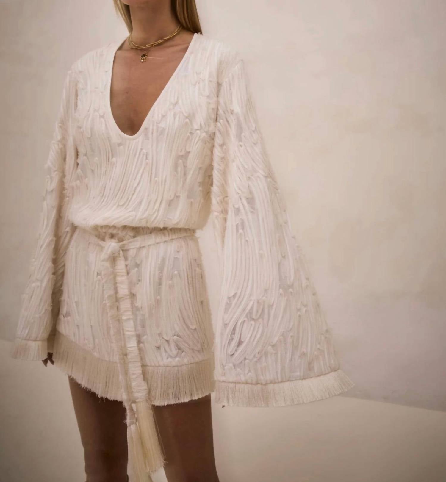 ALEXIS Jen Long Sleeve Mini Dress in ivory - women's dress - view 4