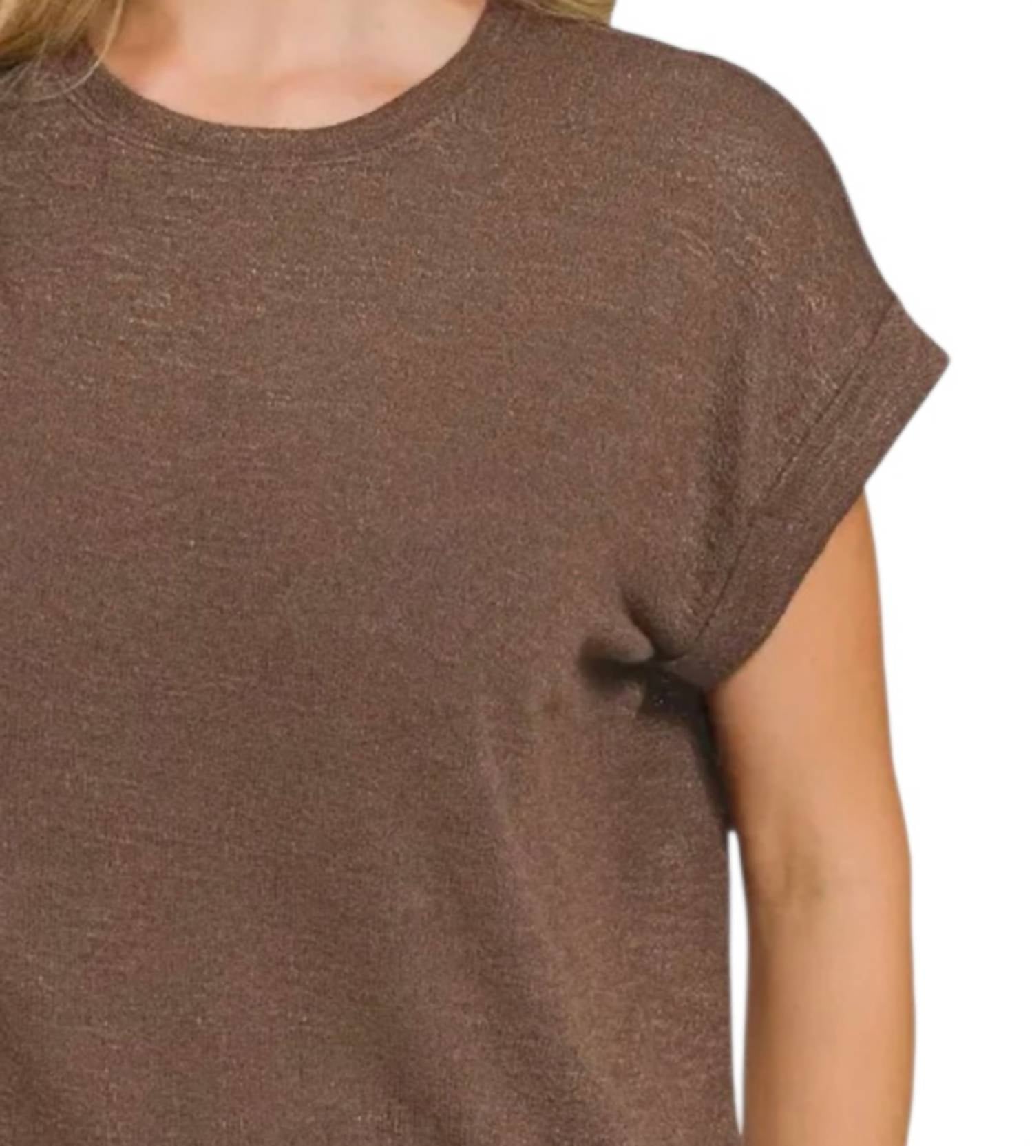 Zenana - Slub Rolled Sleeve Tee