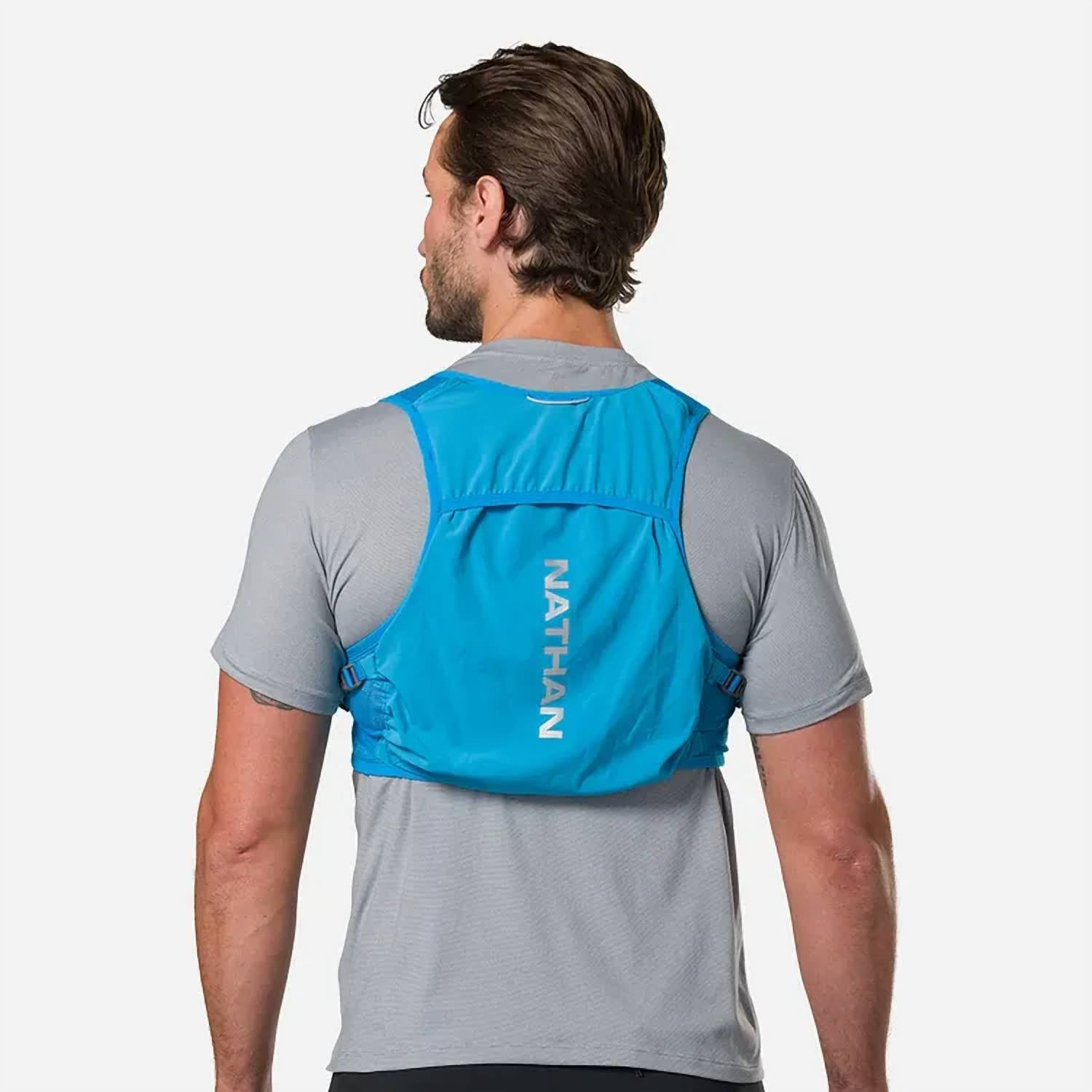 Nathan Sports Unisex Pinnacle Breeze 4l Hydration Race Vest in electric blue reflective silver - men's jacket - alternate view