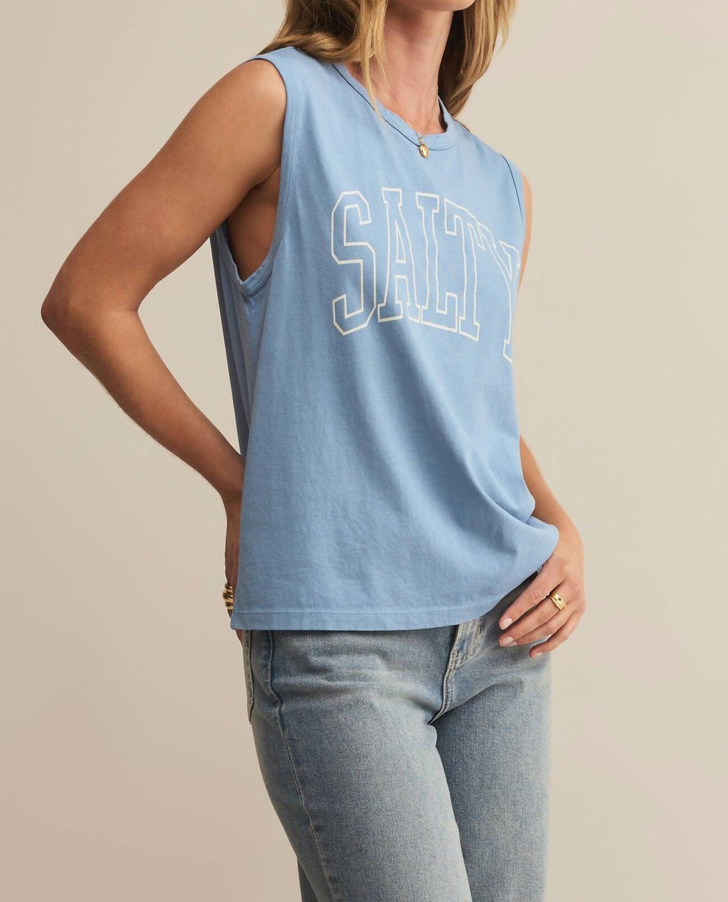 Z Supply Women's Salty Muscle Tank Top in blue - women's shirt - alternate view