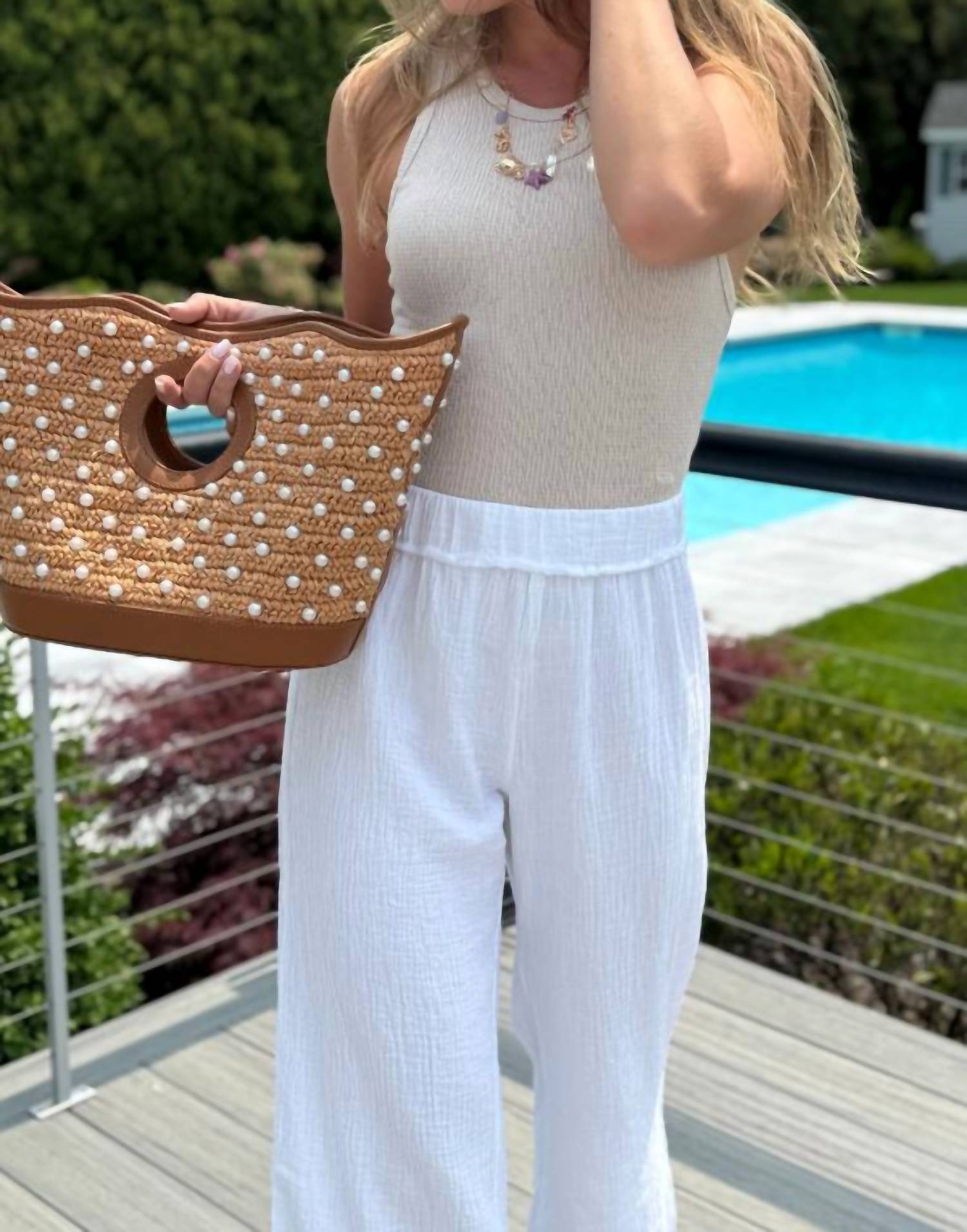 BTB Los Angeles Women's Moa Pearl Tote in sand - women's bag - alternate view
