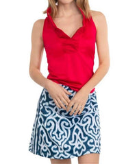 GRETCHEN SCOTT Ruffle Neck Sleeveless Top in crimson - women's tank top