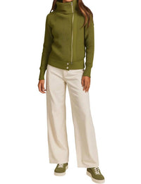 Bibi - Front Zip Up High Neck Sweater Jacket